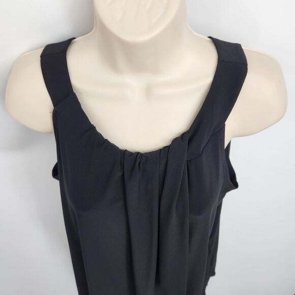 Susan Lawrence Black Drape & Pleated Neck Knit Top Women’s Size Large Sleeveless - Picture 3 of 10